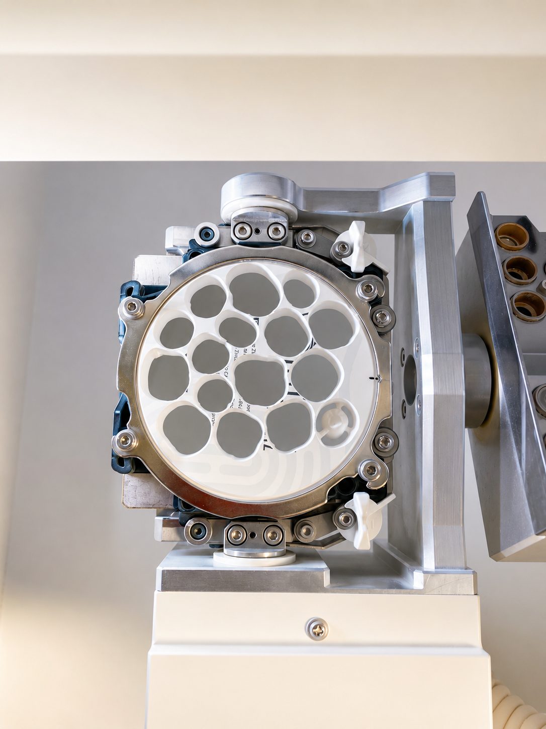Disque de zircone monté dans le porte-disque de l'usineuse